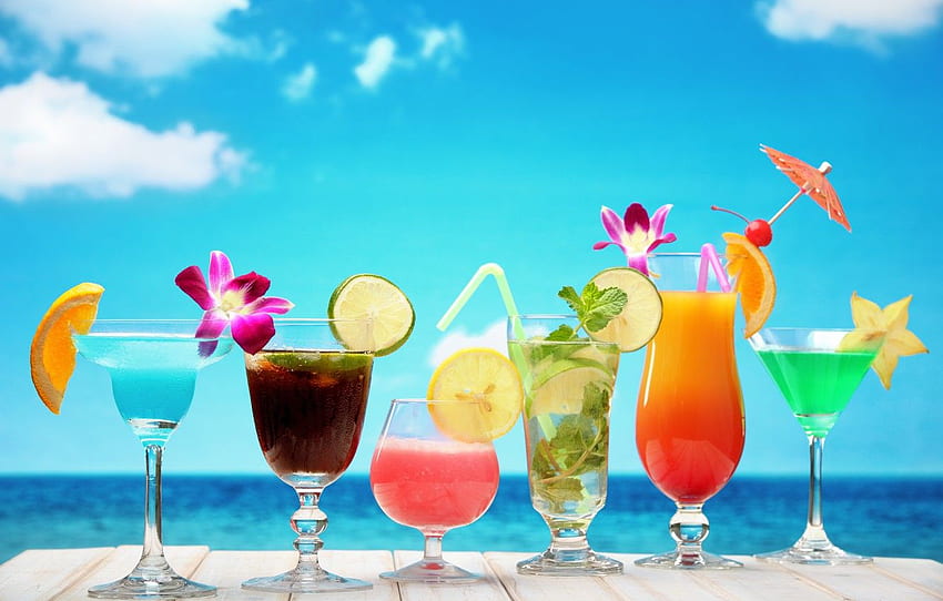 sea, beach, cocktail, summer, fruit, beach, fresh, sea, fruit, paradise, drink, cocktail, tropical for , section еда - HD wallpaper