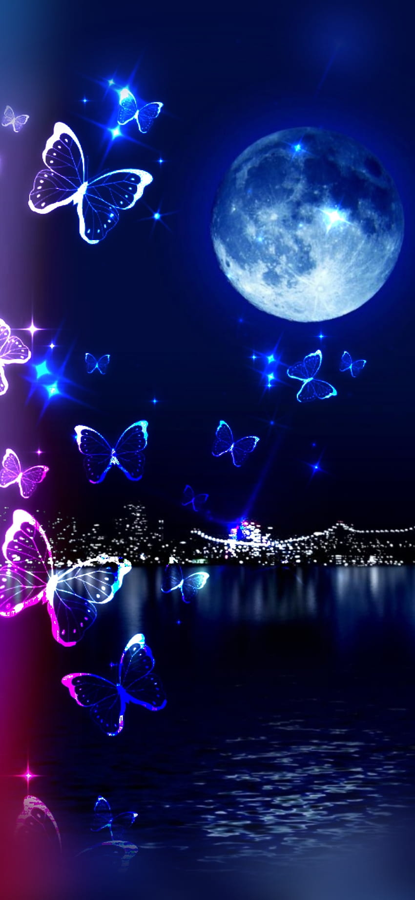 Butterfly, Sky, Night, Atmosphere HD phone wallpaper
