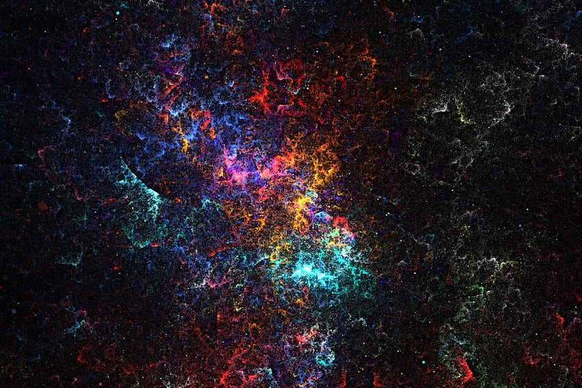 Space art, fractal, glow, colorful HD wallpaper