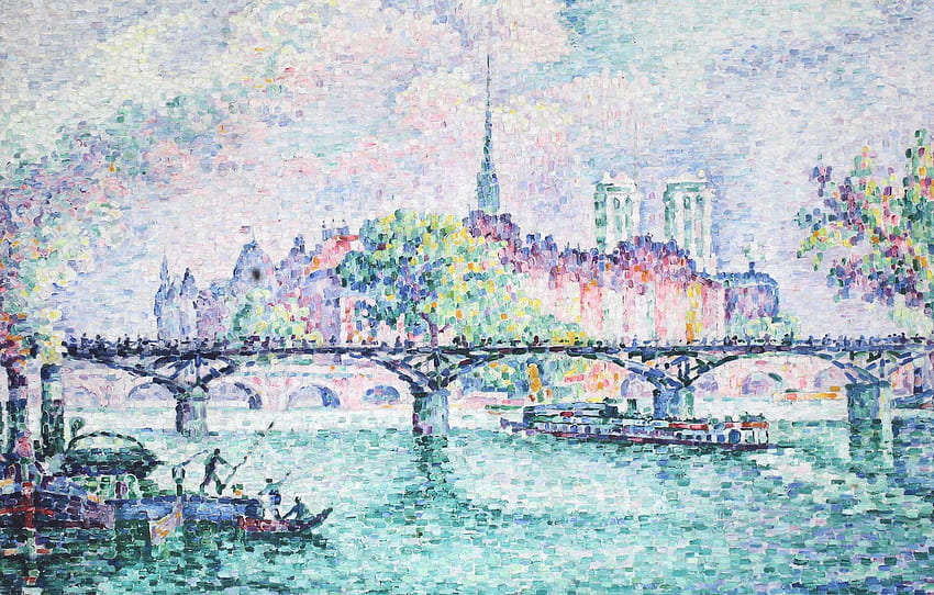 lanskap perkotaan, The Pont Des Arts, Paul Signac, pointillism untuk , bagian живопись Wallpaper HD