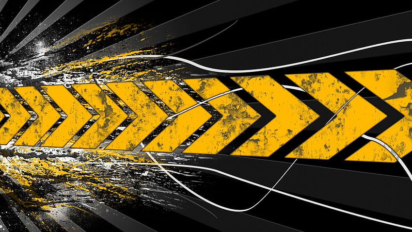 Black and Yellow, Black and Yellow Abstract HD wallpaper