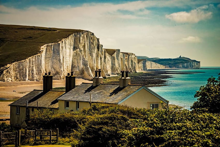 The Seven Sisters, sisters, seven, scenery, cliffs, scene, coast