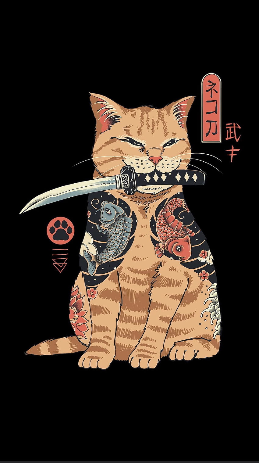 Teléfono japonés Sword Cat - Para tecnología, lobo japonés fondo de pantalla del teléfono