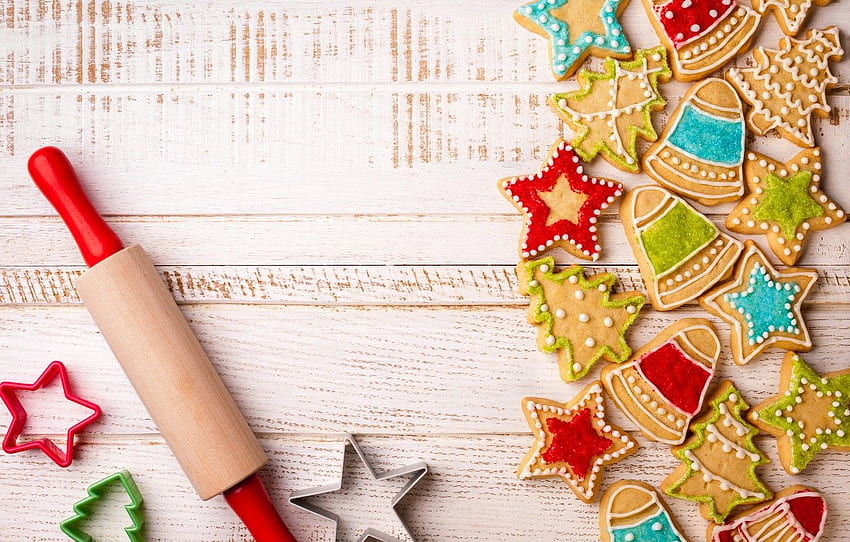 star, cookies, form, New year, Board, Christmas, figures, cakes, sweet, New Year, glaze, cookies, rolling pin, Baking for , section еда HD wallpaper
