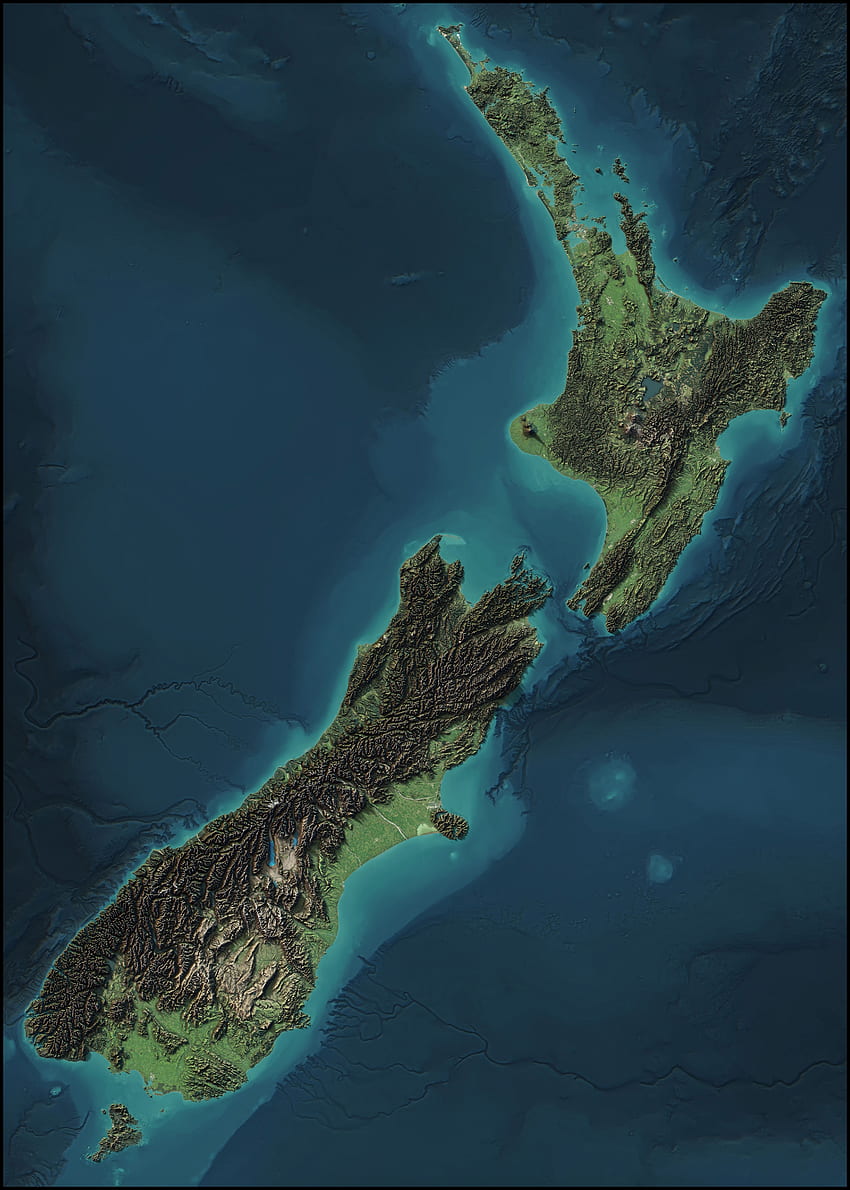 ニュージーランドの地形図。 ニュージーランドの地図、地形図、ファンタジー世界地図 HD電話の壁紙