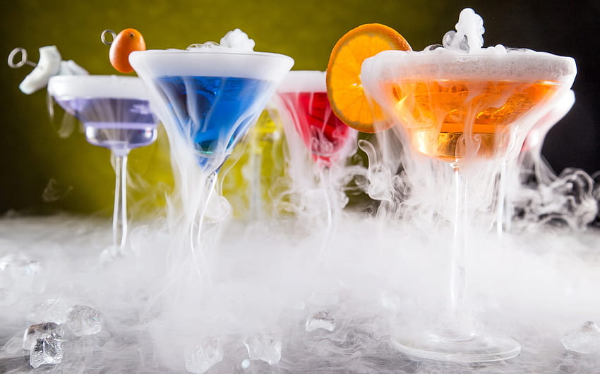 Cocktails, Eis, Snoke, Rauch, Getränke, Gläser HD-Hintergrundbild