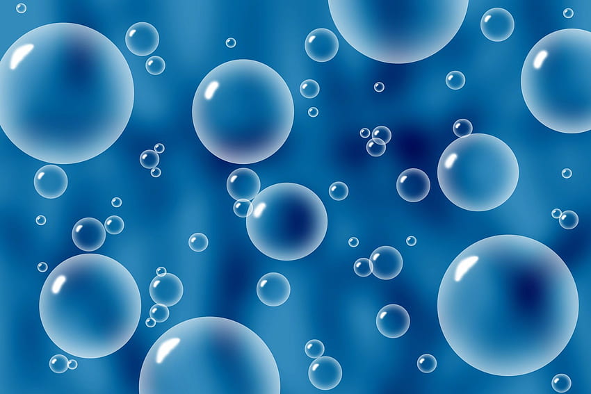 泡の背景の高解像度 - ダークブルーの泡、青い泡 高画質の壁紙