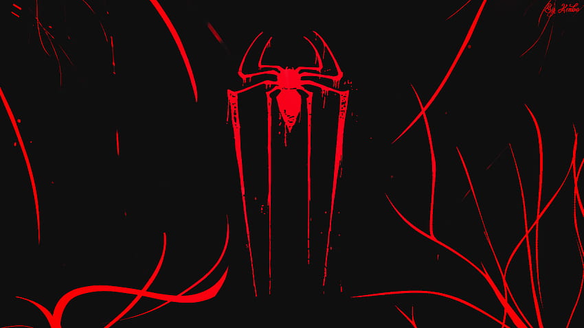 Logo, minimal, spider-man, dark HD wallpaper
