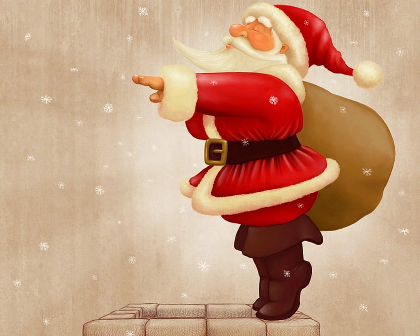 Santa Claus, Christmas, sack, snow HD wallpaper
