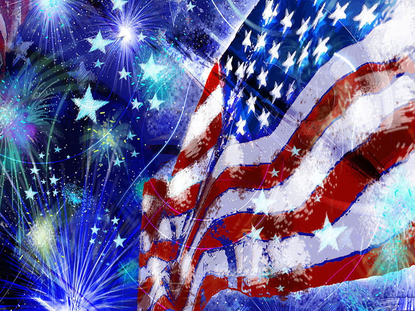 U.S.A. DAY, blau, Dom, Streifen, weiß, rot, Sterne, Amerika HD-Hintergrundbild