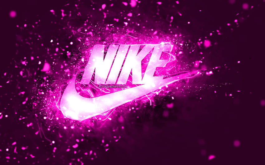 Logo Nike màu tím, đèn neon tím mang đến cho bạn sự tươi sáng và sáng tạo. Hãy trang trí không gian của bạn với những hình ảnh độc đáo và trừu tượng này.