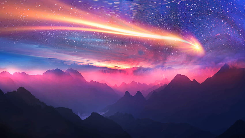 Dreamy Sky Mountains , , Artist , Artwork , Digital Art , , Mountains , Sky HD wallpaper