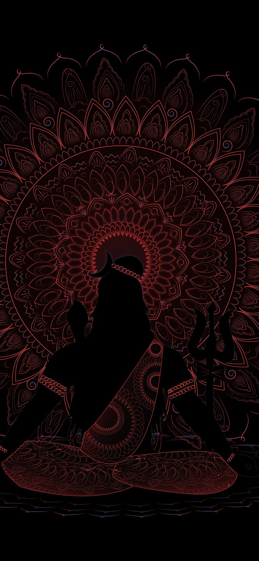 Seigneur Shiva, AMOLED, Fond noir, Illustration, Noir foncé, Siba Fond d'écran de téléphone HD
