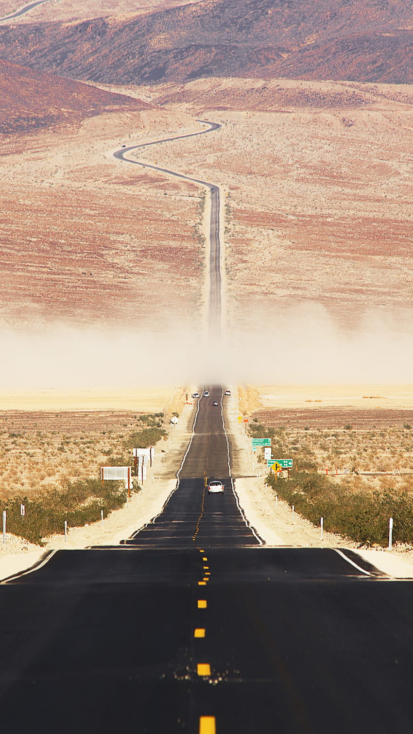 カリフォルニア砂漠, , , 道路, アメリカ合衆国, 日没, 自然, 垂直方向の道路 HD電話の壁紙