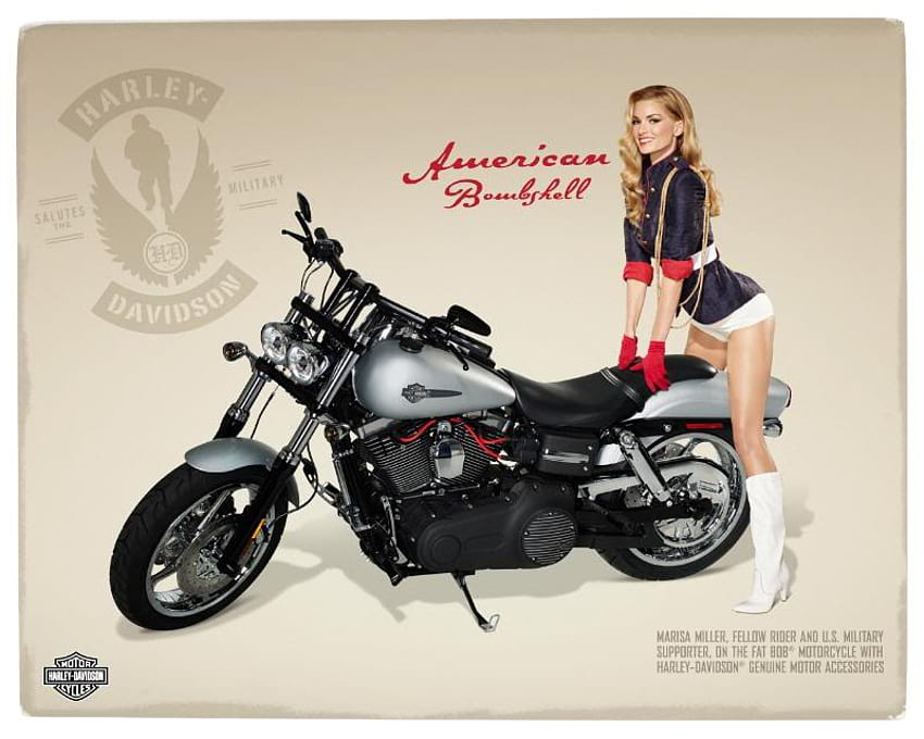 American Bombshell2, babe, motorcycle, girl, marisa miller, harley davidson  HD wallpaper | Pxfuel
