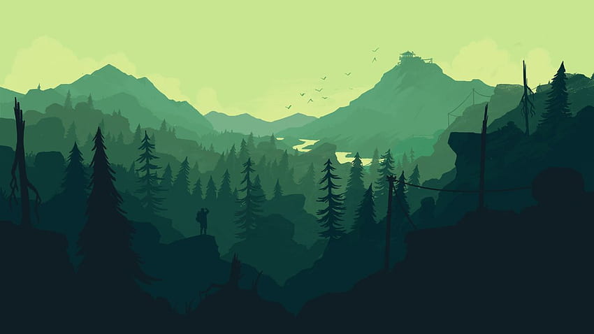 Gorgeous Landscape Illustrations From The Newly Released Game Firewatch. High Res . Landscape , Minimalist , Minimal, Nature Illustration HD wallpaper