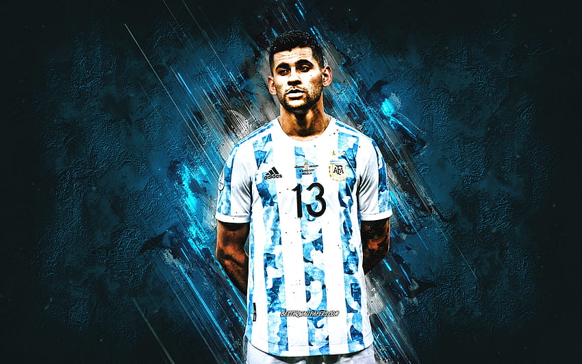 Cristian Romero, selección de fútbol de Argentina, retrato, futbolista argentino, de piedra azul, Aregntina, fútbol fondo de pantalla