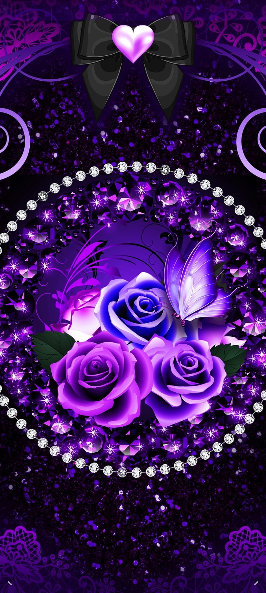 Purple Rose Heart Case, electric blue, magenta, diamond, butterfly ...