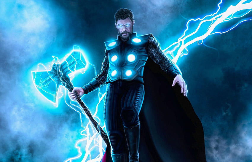 Thor God Of Thunder Нова резолюция на произведения на изкуството, Lightning God HD тапет