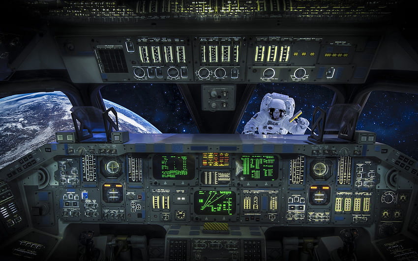 Cabina di pilotaggio dello Space Shuttle, Cabina di pilotaggio dell'astronave Sfondo HD