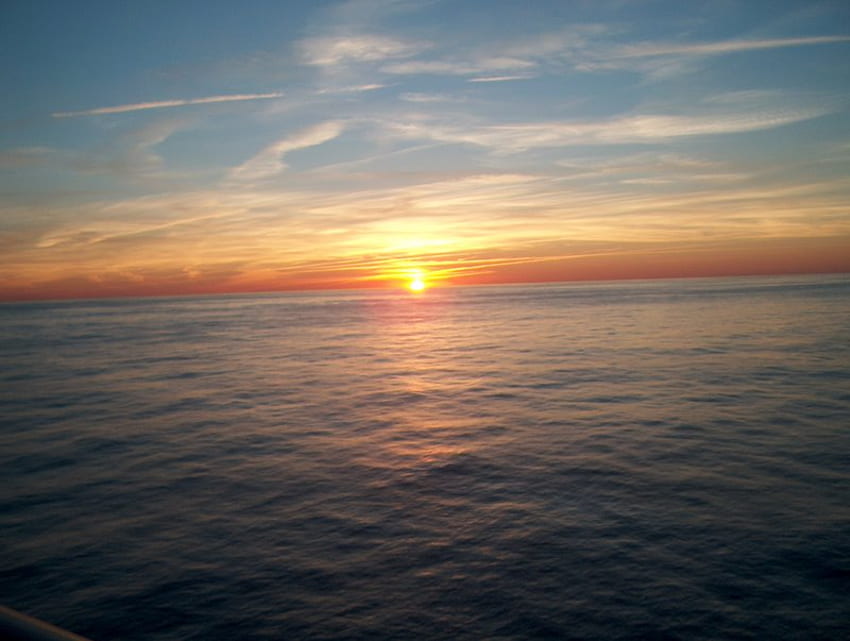 Morning Sunrise, blue, sea, sun, yellow HD wallpaper