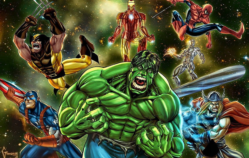 Wolverine, captain america, thor, hulk, spider man, iron man, silver surfer for , section фантастика HD wallpaper