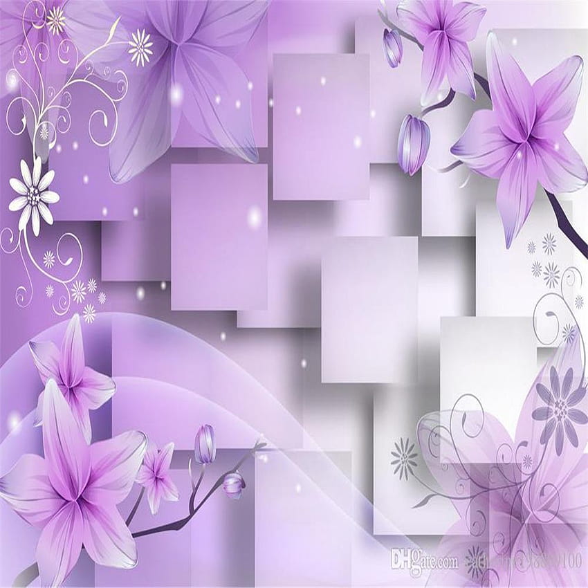 Customize Size 3D Purple Flowers Lily Stereoscopic Murals 3D 3D Wall Papers For Tv Backdrop From Yiwu1688, $11.26, 3D Purple Flower HD phone wallpaper