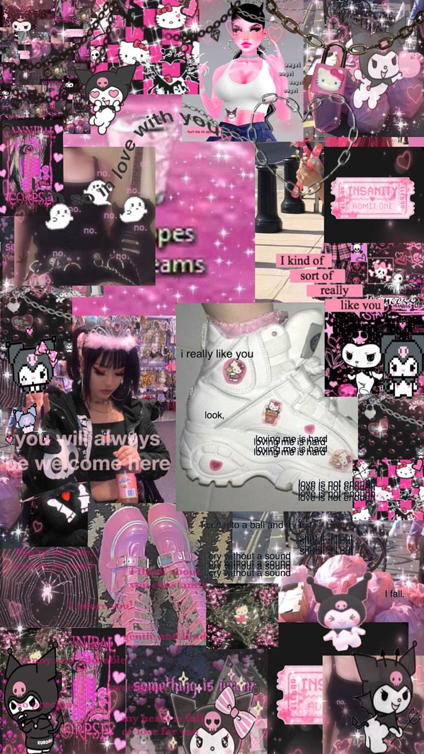 pink mallgoth aesthetic . Hello kitty iphone , Emo , Goth HD phone wallpaper