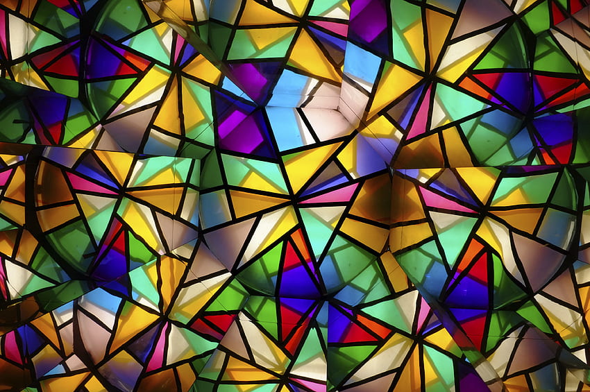 Multicolored, Motley, Glass, Fragments, Stained Glass, Curtain Wall HD wallpaper