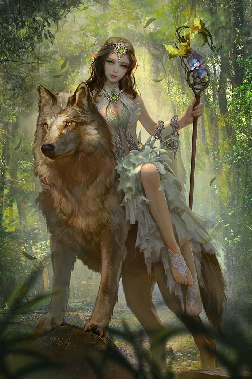 Fantasy Elf and Wolf iPhone. 2021 3D iPhone, Fairies and Wolves HD ...