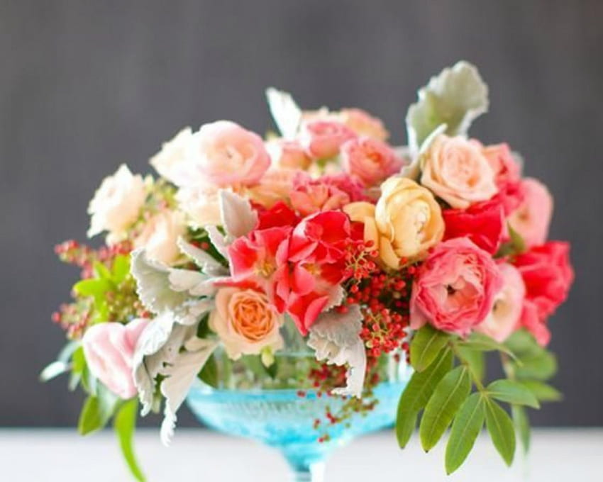 Fiori adorabili, fiori, vassoio, fiore, petali Sfondo HD