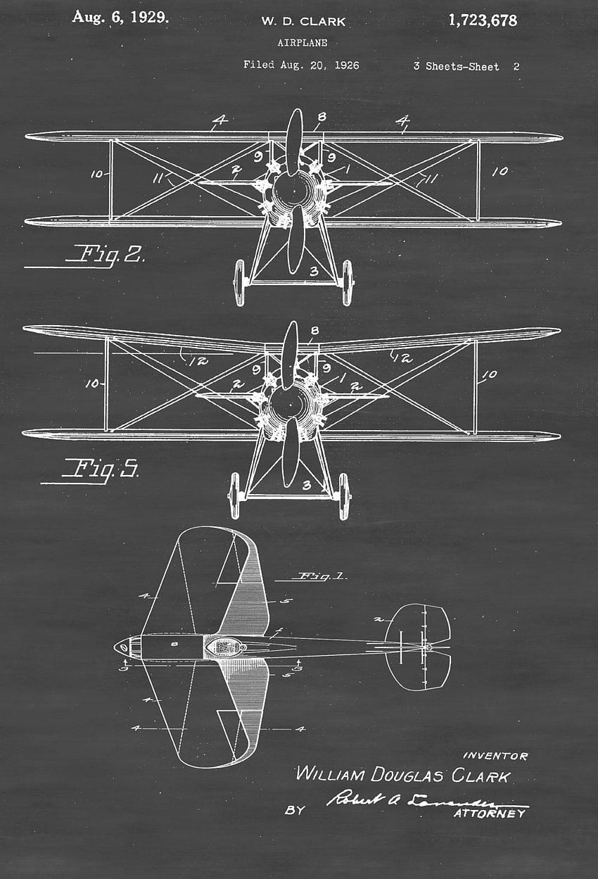 Dwupłatowiec Patent Print Vintage Aviation Art, Airplane Art-Aircraft News, Plan samolotu Tapeta na telefon HD