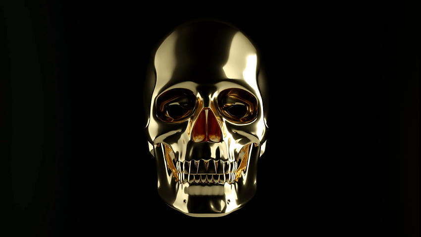 Metallic Skull , Black and Gold Skull HD wallpaper