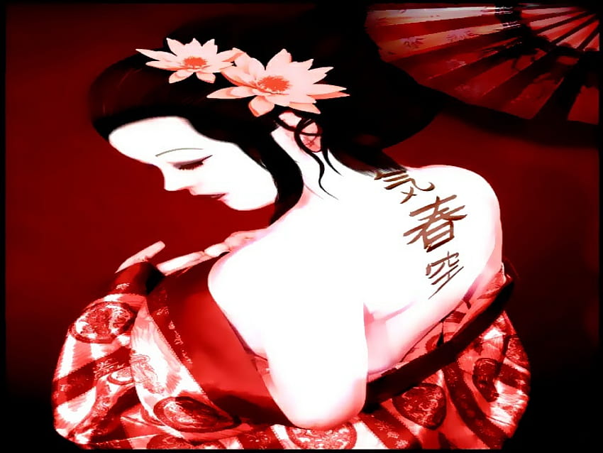 geisha, digital, art, oriental beauty, japan HD wallpaper