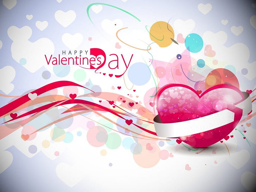 Buon San Valentino, parole, colorato, stile, messaggio, astratto, San Valentino, linee, cuore Sfondo HD