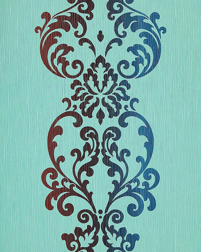 EDEM 178 26 Modern Art Baroque Ornament Turquoise Blue Red Brown Pearl วอลล์เปเปอร์โทรศัพท์ HD