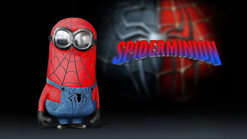 Spiderminion, funny, madmark99, minion, spiderman HD тапет