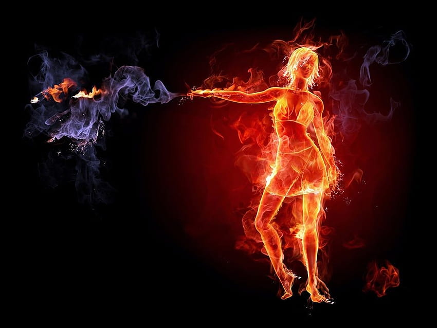 Vektor - Gadis Api Terbakar - iPhone iPad, Mawar Terbakar Wallpaper HD