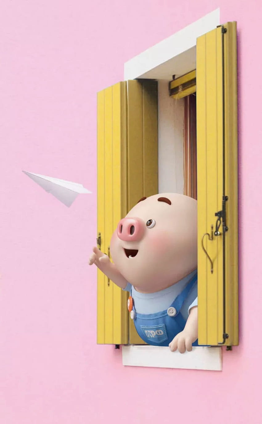 3D 사랑 : 준, 귀여운 만화 돼지 HD 전화 배경 화면