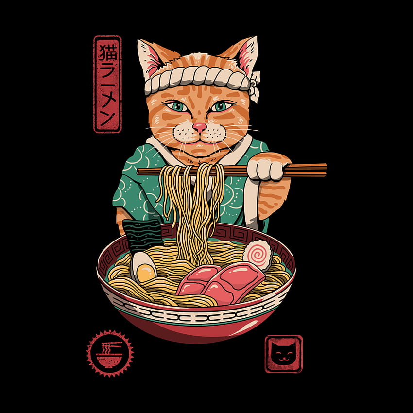 Neko Ramen. Vincent Trinidad-Kunst. Japanische Pop-Art, moderne japanische Kunst, japanische Kunst, süßes Neko-Sushi-Japanisch HD-Handy-Hintergrundbild