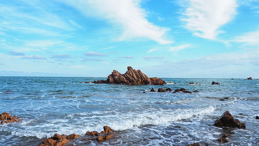 Naturaleza, mar, rocas, orilla, banco, surf fondo de pantalla