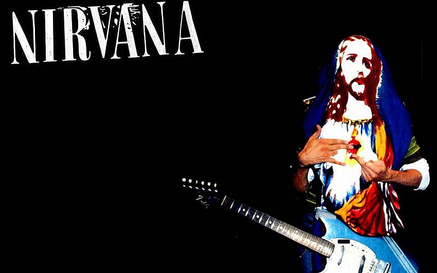 Nirvana, guitar, video smells like teen spirit, jesus, kurt cobain HD wallpaper
