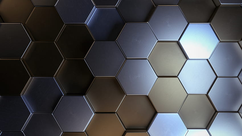 Superficie metallica, forme poligonali, texture Sfondo HD