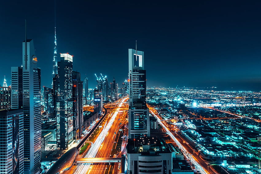 Edificio de hormigón rojo y blanco, ciudad, luces, noche, Dubái, Burj Khalifa • Para ti, Burj Kalifa fondo de pantalla