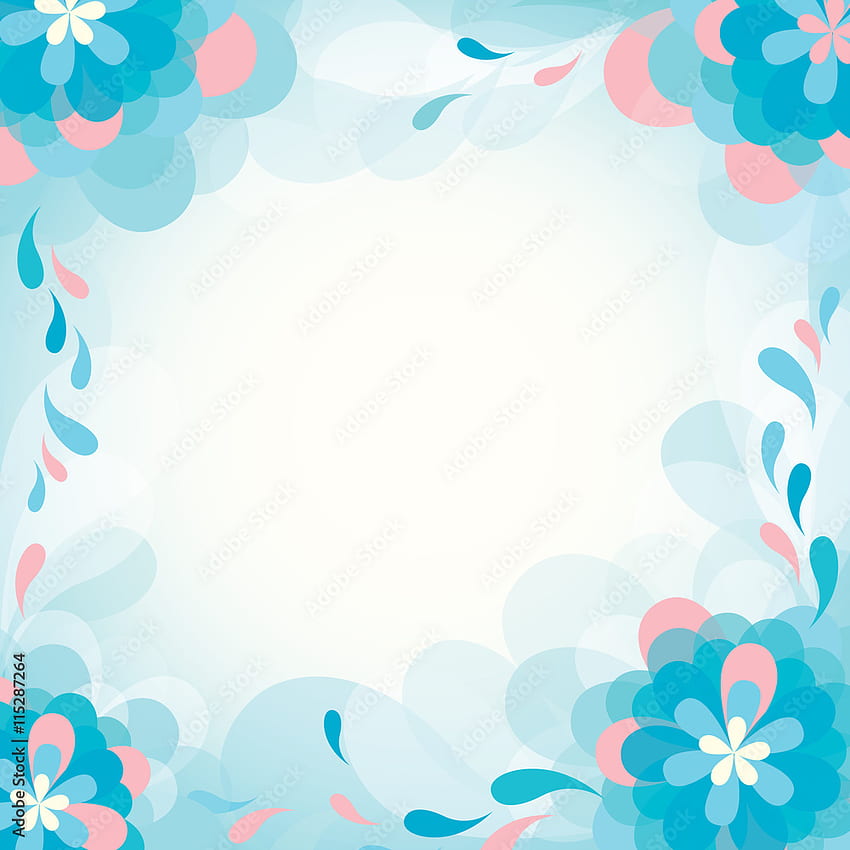 Marco de borde vectorial de de flores azules. Vector de stock fondo de pantalla del teléfono