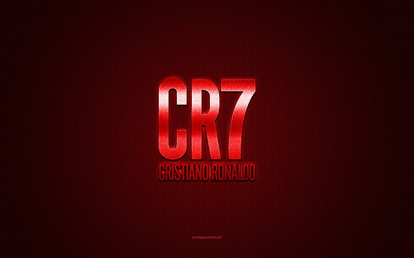Logo CR7, logo rosso lucido, emblema in metallo CR7, trama in fibra di carbonio rossa, CR7, Cristiano Ronaldo, marchi, arte creativa, emblema CR7, logo Cristiano Ronaldo Sfondo HD