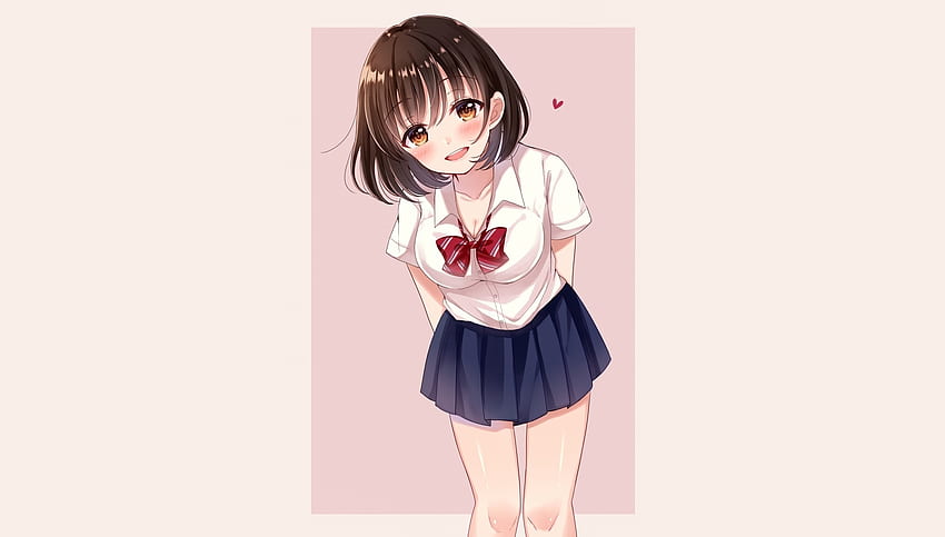 Cute, school girl, beautiful eyes, uniform, anime HD wallpaper