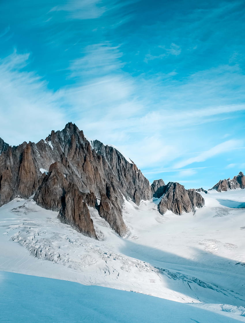 Winter, Gletscher, felsige Klippen HD-Handy-Hintergrundbild