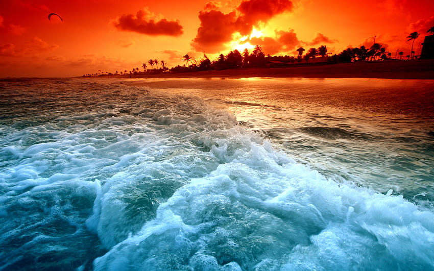 Aperitivi serali, isola, paesaggio, bellissimo, spiaggia, natura, incredibile, sole, tramonto, oceano Sfondo HD