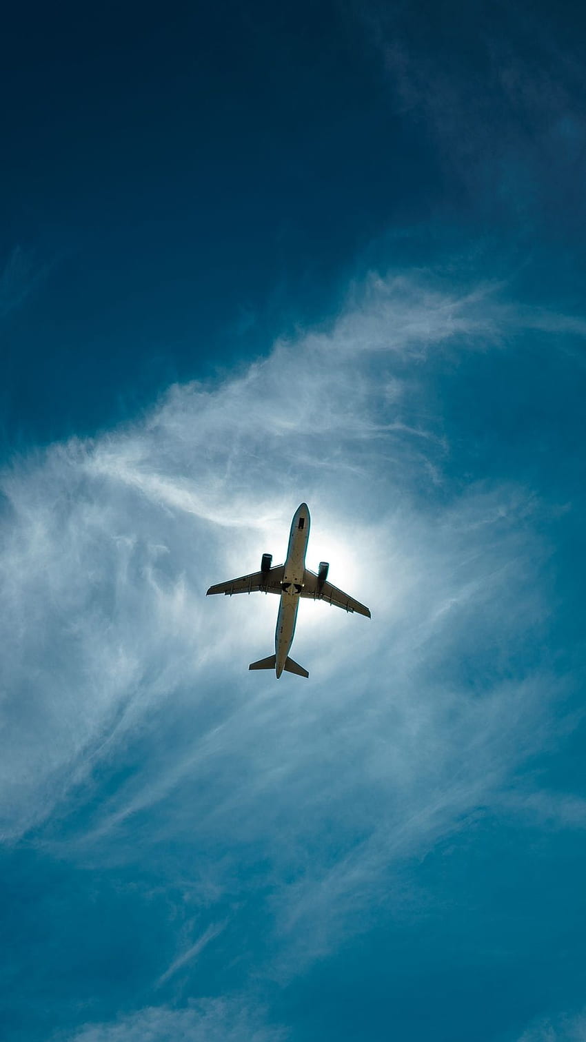 Avión, cielo, vuelo, nubes, altura, . Avión, viaje, cielo estético, dibujos animados de avión fondo de pantalla del teléfono